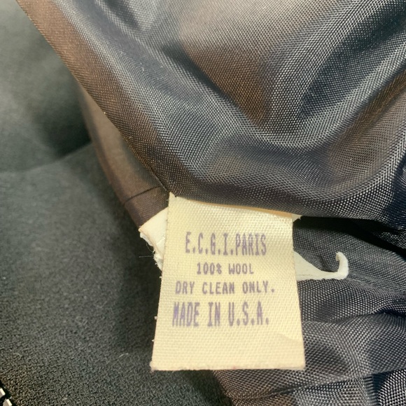 Black Wool Jacket leopard collar size 6 Vintage - Picture 4 of 9